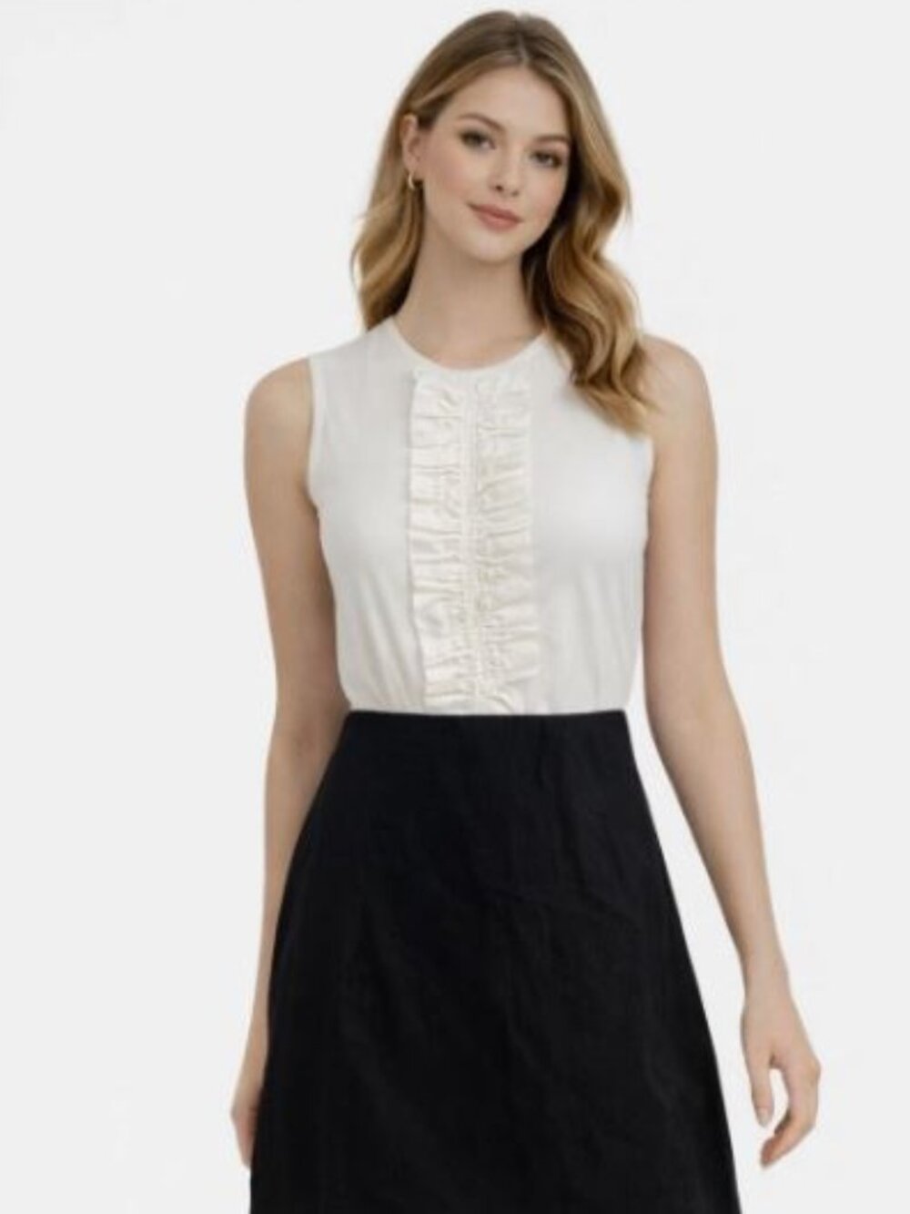 NWT Sandro Paris Cream Black Sleeveless Dress Size S